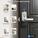 Veise VE029 WiFi Smart Lever Lock, Fingerprint Keyless Entry Door Lock with Handle, Built-in WiFi, Remote App Control, Electronic Digital Knob for Front Door and Bedroom, IP65 Waterproof, Satin Nickel
