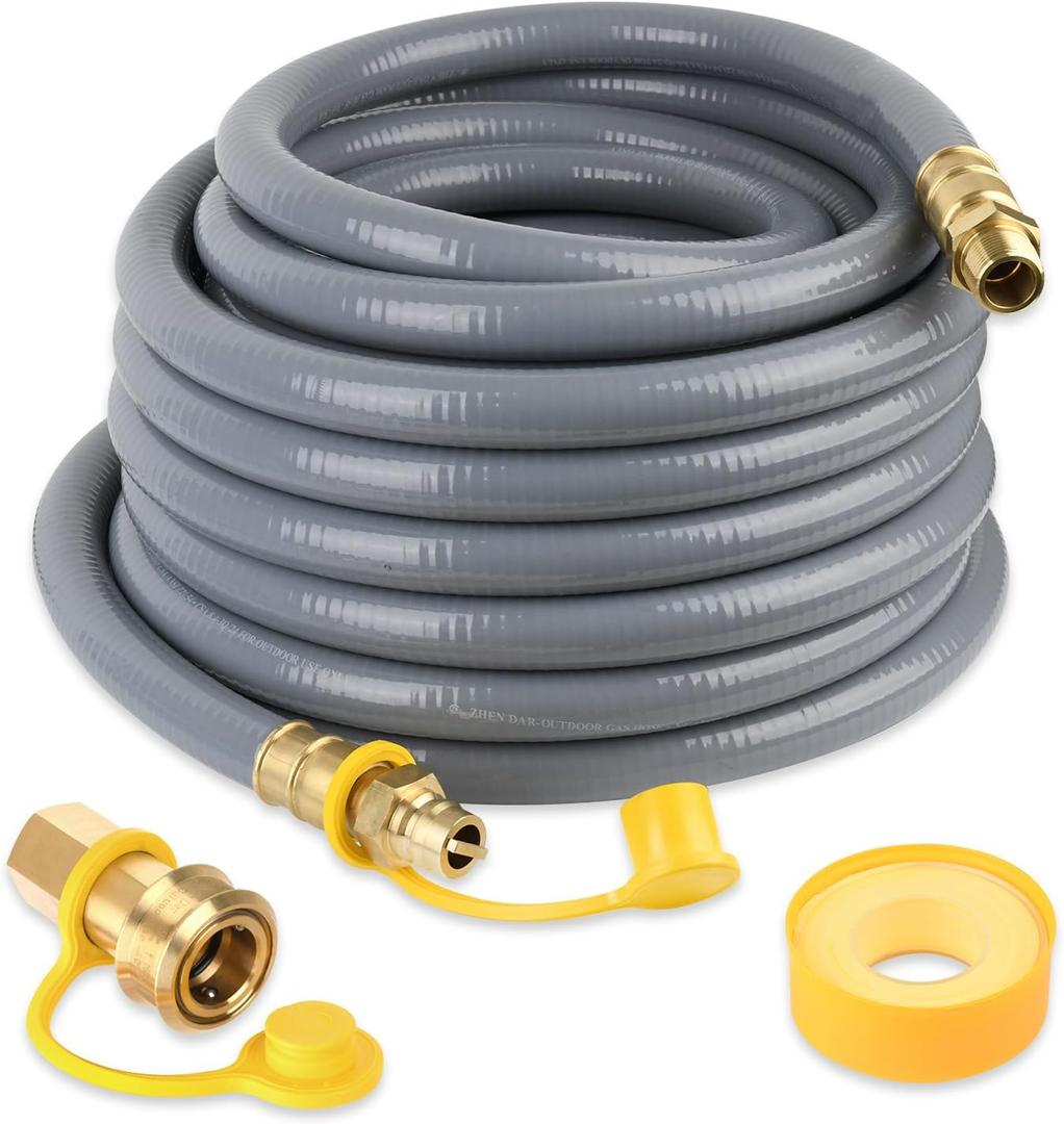 3/4 Natural Gas Hose for Generator 24FT, Natural Gas Line with Brass Quick Connect Fittings for NG Appliance, Use for Generator, Grill, Heater Connector, CSA Outdoors Use