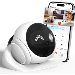 1080P Pet Camera Robot: Indoor Movable Home Security Camera with App Control, Night Vision, 2-Way Talk, Motion Detection, SD Card Storage, Smart Pet Cam for Cat/Dog/Baby/Elderly Monitor