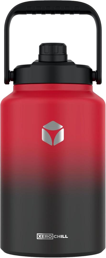 Xero Chill 1 Gallon Water Bottle - BPA-Free 128 oz Insulated Water Bottle for Cold & Hot Liquids - Leakproof, Double-Wall Stainless Steel Large Water Bottle