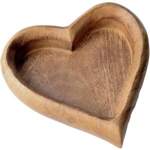 Heart Shaped, Brown 7.25 x 1.5 Inches Wood Decorative Display Tray