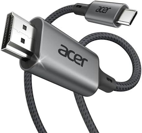 acer USB C to HDMI Cable for Home Office 6.6FT (4K@60Hz), Thunderbolt 4/3 Compatible, High-Speed Type C to HDMI 2.0 Braided Cord for MacBook, iPhone 17/16 Pro/Max, iMac, iPad Pro, Galaxy S25, Surface