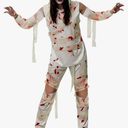 Mepase 4 Pcs Halloween Mummy Costume Zombie Costume for Men Women, Include Top Pants Sleeves Bandage Mummy Wrap Cosplay
