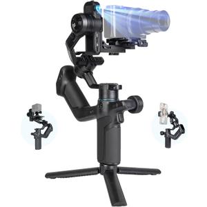 FeiyuTech SCORP Mini 3 [Kit] Gimbal Stabilizer for Smartphone & Mirrorless Cameras, 4.41lbs Payload, Built-in AI Tracking, Quick Vertical Shooting, Bluetooth Control for Sony/Canon/Nikon/DJI/Gopro