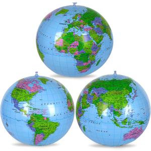 Coopay 3 Pack Inflatable Globe PVC World Globe Inflatable Earth Beach Ball Swimming Pool Ball Birthday Beach Party Decoration Summer Water Games Gifts for Beach Playing or Teaching, 3pcs