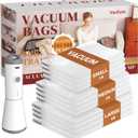 Travel Vacuum Storage Bags with Rechargeable Cordless Pump, 12 Pack Vacuum Seal Bags for Clothing(4 Large+4 Medium+4 Small), Compression Packing for Clothes Suitcase Luggage Blanket Pillows