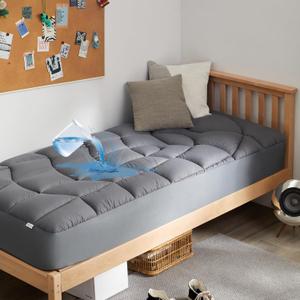 Unikome Waterproof Twin Mattress Protector - Soft Breathable Microfiber Bed Cover with Deep Pocket (Fits 8-21 Inches), Certified for Safer Chemicals (Grey, 39x75)