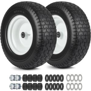 16x6.50-8 Flat Free Tire and Wheel Assembly for Riding Lawn Mower
Replacement 16x6.5-8nhs Solid Rubber Garden Tractor Lawnmower Tyre, with 3/4" & 5/8" Bearing Bore, 3-7" Centered Hub, 2-Pack