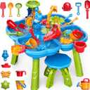 Water Table for Toddlers 3-5 Years Kids Ages 4-8, 4 in 1 Kids Summer Activity Sensory Play Outdoor Beach Backyard Sand Water Table Toys for Toddlers, Birthday Toys Gift for Boys Girls