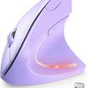 TECKNET Ergonomic Mouse, 4800 DPI Wireless Vertical Mouse with 5 Adjustable DPI Levels, 2.4GHz Optical Carpal Tunnel Mouse, 6 Buttons Wireless Mouse for Laptop, Desktop, PC, MacBook - Light Purple