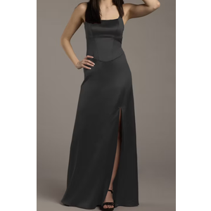 David's Bridal Stretch Satin Basque Waist Sheath Dress, Size 12