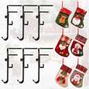 2-in-1 Fireplace Stocking and Garland Hanger  Adjustable, Heavy-Duty Mantel Hook, No Drill, Holds up to 20 lbs, 6 Garland Holders + 6 Stockings