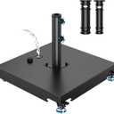 Patio Umbrella Base, Max 200 lb Heavy Duty Umbrella Stand with Wheels, Metal Rolling Base with Large-Capacity Fillable Tank, Rust-Resistant and Windproof Design for Outdoor, Deck, Poolside, Lawn
