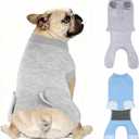 2 Packs Breathable Cotton Dog Recovery Suit for After Neuter Spay Abdominal Wounds Protector, Professional Anti-Licking Onesies for Male Female Pets Surgery Bandages, M Grey Blue Pure
