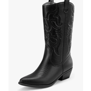 DREAM PAIRS Women's Cowboy Boots Pull On Cowgirl Boots Mid Calf Western Boots 9