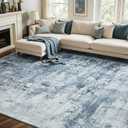 9x12 Ft Extra Large Washable Area Rugs for Living Room, Soft Non-Slip Modern Abstract Pattern Carpet for Bedroom Indoor Floor Nursery Home Decor (Blue)