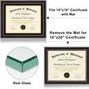 16x20 Diploma Frames 14x18 with Black Mat - Walnut Wood Finish | Shatter-Resistant Glass | for Wall Mounting | Gift for Graduations & Professional Certificate (1 Pack)