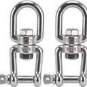 BORDSTRACT 2Pcs 8mm / 0.3in Swivel Ring Snap Rolling Shackle Device304 Stainless Steel 360 Detachable Rotating Ring Snap for Hammock Chair Swing, Porch Swing, Swing Chair, Climbing Rope, etc.