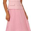 Adrianna Papell Women's Boucle Combo Midi Dress (16, Light Pink)