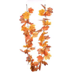 SUQ I OME 1 Pack of Artificial Fall Maple Leaf Plants Fake Garlands, 6 Feet for Halloween Thanksgiving Day Party Art Decor