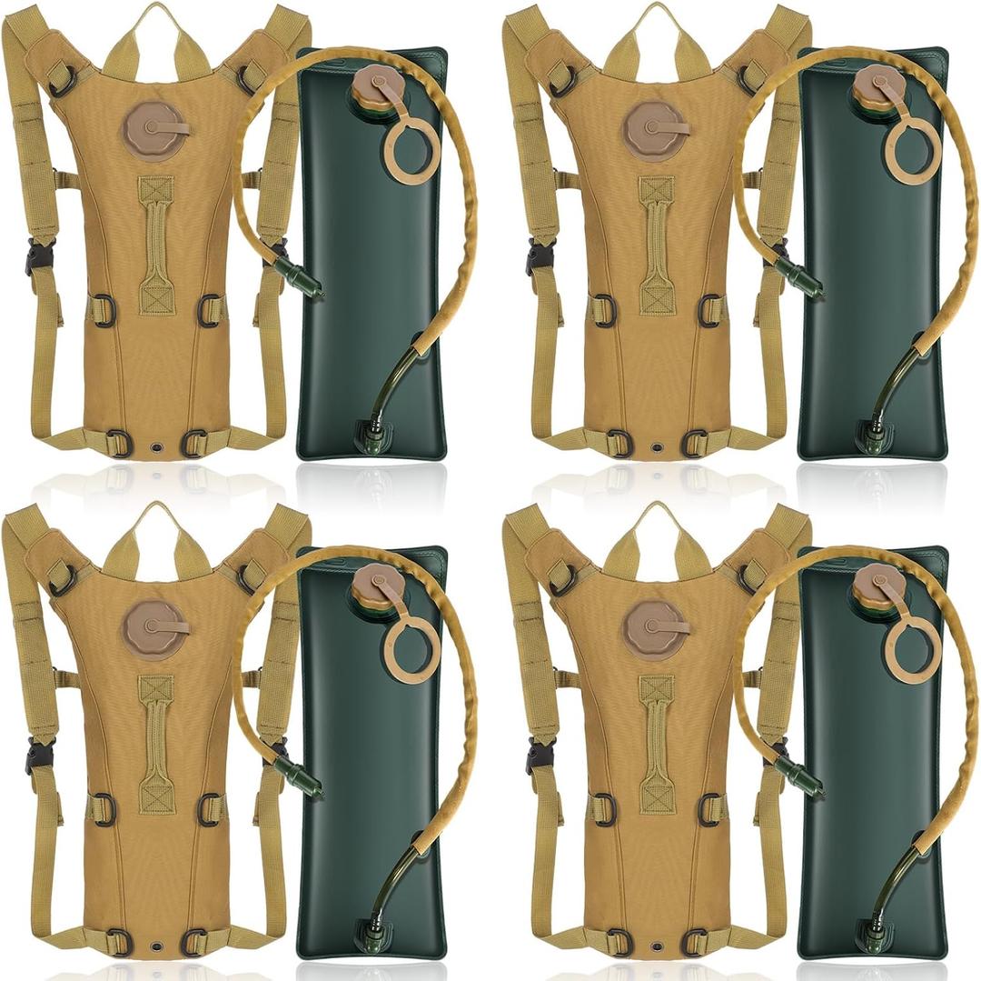4 Pack Tactical Hydration Backpack with 3L Water Bladder Military Daypack Water Backpack Lightweight Hydration Back Pack for Running Cycling Climbing Hiking for Men Women