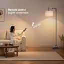 Scenekoy Vintage 68 Tall Smart LED Floor Lamp for Living Room Bedroom, Remote Control Traditional 350 Adjustable Swing Arm Standing Lamp with Linen Shade, Decor for Reading House Home Office