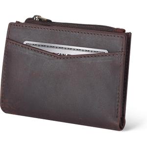 Oak Leathers Leather Wallet For Women - Small RFID Coin Purse Credit Card & ID Holder for Ladies, Gift for Women's, Bifold Wallets (Crazy Horse Brown)