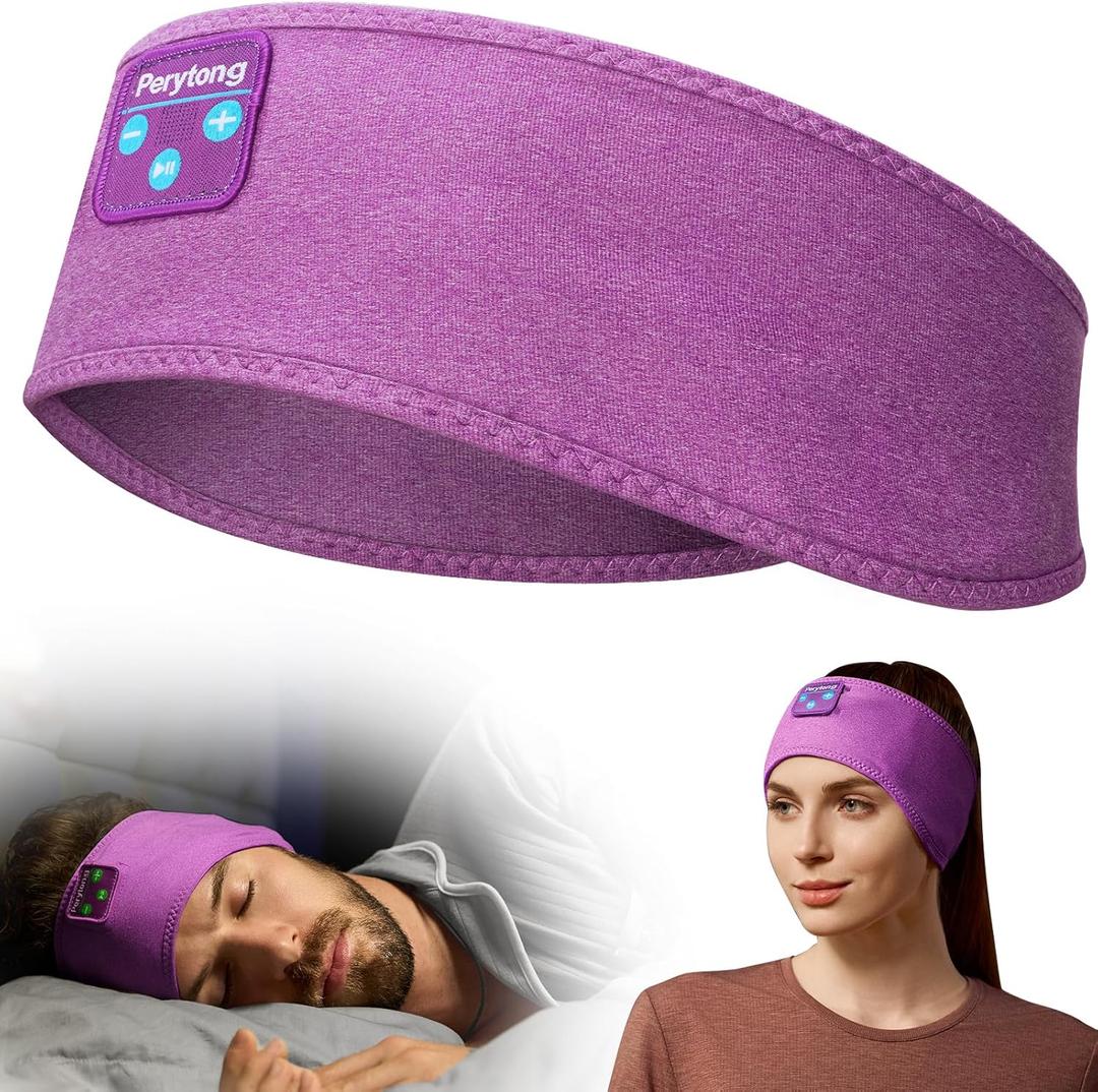 Sleep Headphones Tech Gadgets Bluetooth Headband for Women Headband Headphone with Ultra-Thin HD Speakers & Mic, Perfect for Sleeping Yoga Running Workout Travel Sports Unique Gifts (Bright Purple)