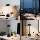 1 Pack Black Ceramic Rechargeable Table Lamps, 5000mAh Small Wireless Battery Operated Portable Table Light, Dimming Mini LED Touch Battery Powered Desk Top Lamp for Bedroom Restaurant/Patio/Outdoor