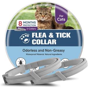 Flea Collar for Cats, Cat Flea Collar, Kitten Flea Collar, Flea and Tick Collars for Cats, Adjustable Cat Tick Collar with 8 Months Protection-2 Packs
