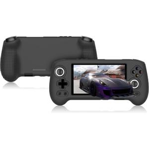 Silicone Case Compatible with Anbernic RG556, Anti-Scratch, Washable, Shockproof Silicone Protective Cover for RG556 Retro Handheld Game Console - Black