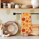 Giosve Fall Pumpkin Kitchen Towels, Farmhouse Rustic Autumn Pumpkin Maple Leaf Decorative Hand Towels for Bathroom, Fall Dish Tea Towel for Kitchen Decor, Autumn Bathroom Decor, 16x24 Inch