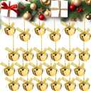 Newcotte 24 Pcs Christmas Gold Jingle Bells Ornaments Small Metal Gold Bells Xmas Brass Bell for Crafts with Hanging Rope for DIY Christmas Tree Wreath Holiday Decoration(1.18 Inch)