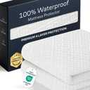 100% Waterproof Full Size Mattress Protector - 360 Pad Protection Against Spills, Stains & Accidents for Parents & Pet Owners - Noiseless & Cooling Viscose Made from Bamboo (White)