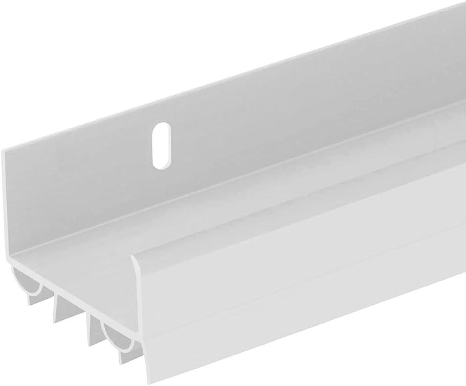 PVC Slide-On Door Bottom | Adjustable Plastic Weatherstrip Door Bottom with Drip Cap | 3 Feet (36-Inch) | for 1 3/4 Doors | White | Fits Gaps 3/8 to 7/8 