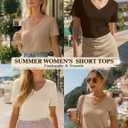 Ficerd 3 Pack Women's V Neck T-Shirts Short Sleeve Tunic Tops Casual Summer Curved Hem Tees Loose Fit Solid Basic Tshirt 2026, M