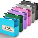 Plastic Expandable Hanging File Folder Letter Size,Heavy Duty 3 Inch Expansion,6 Pack Extra Capacity Hanging Folders,Accordian Pocket,Adjustable Tabs,Hanging Organizer for Bulky Files-Colored