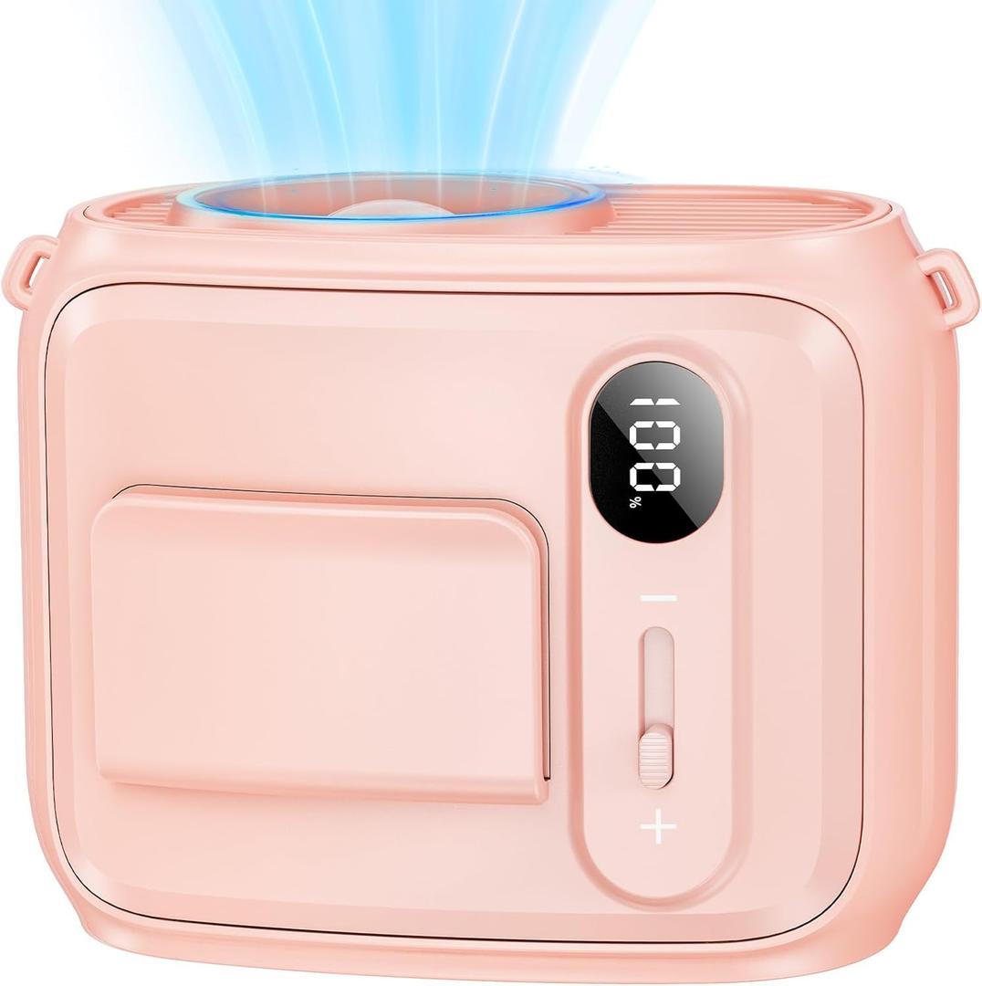 SWEETFULL Portable Waist Fan - Rechargeable Hands-Free Personal Neck Fan with 100 Speeds, 24Hrs Cooling, 10000RPM, Small Wearable Belt Shirt Clip Cooler for Outdoor Camping Travel - Pink