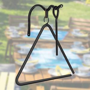 12'' Triangle Dinner Bell Cast Iron Bell with Hanger & Call Striker Ringer for Outdoor, Wall Mounted, Home, Barn, School, Church, Playground