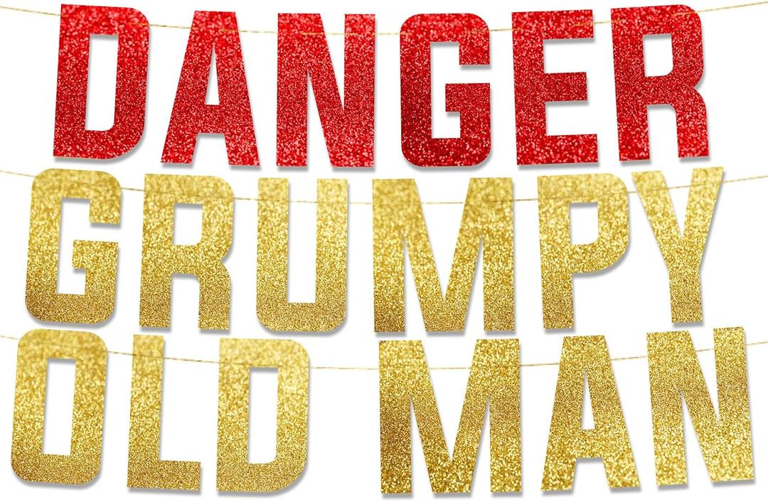Pre-Strung Funny Birthday Gold Glitter Banner - Funny Retirement Decorations for Men and Women - Retirement Party Supplies and Gifts