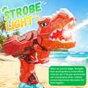 Red&Grey Electric Water Gun with Light Flash, Dinosaur Design Automatic Squirt Gun with 26-32FT Long Range, Powerful Water Guns for Adults Squirt Pistol for Summer Outdoor Beach