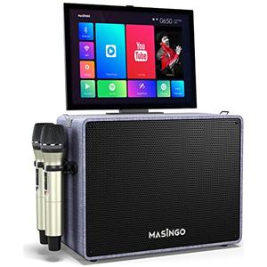 Professional Karaoke Machine with Lyrics Display Screen for Adults, 2 Wireless Microphones, Bluetooth Portable PA Speaker System Set with Built in 15" Touch Tablet with Android & WiFi, Alto X6