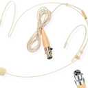 Tellegloww Beige over Ear Microphone Headset Compatible with Shure Wireless System 1.3Meter Bodypack Transmitter Lightweight Discreet Headworn Hanging Mic for Lecture Live Performance Theater Podcast