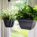 The HC Companies Eclipse Square Hanging Planter for Indoor Plants - Contemporary Hanging Plant Pot w/Attached Saucer - Lightweight & UV-Resistant Hanging Plant Holder (12" Chocolate, Pack of 1)