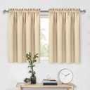 DWCN Beige Short Room Darkening Curtains for Kitchen/Bedroom, 42 x 36 inches Long - Energy Saving Window Drapes for Nursery with Rod Pocket, Set of 2 Panels