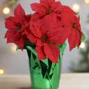 14" Potted Red Poinsettia Plant with 5 Flowers, Artificial Potted Poinsettia