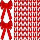 Hoteam 24 Pcs Large Red Christmas Velvet Bows - 10 x 16 Inch Green Christmas Wreath Hanging Bow Xmas Tree Topper for Indoor Outdoor Decor Wrapping Crafts DIY Decor Boutique Use (Red)