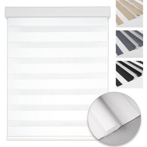 Cordless Blackout Zebra Shades 99% Light Blockage Privacy UV Blocking Free-Stop Blinds for Indoor Windows, Home and Office, White, 35" W x 48" H (35"W x 48"H, Signal White)