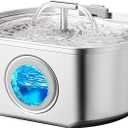 Cat Water Fountain Stainless Steel - Pet Drinking Fountain for Cats Indoor - 3.2L/108oz Automatic Water Dispenser with Watering Level Window (1 Filter)