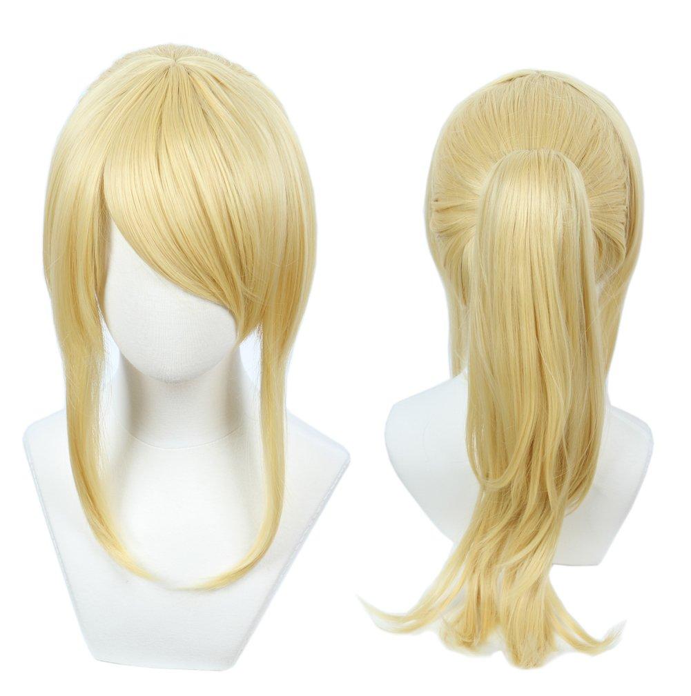 Linfairy Womens Blonde Wig Costume Cosplay Wig + 50cm Ponytail